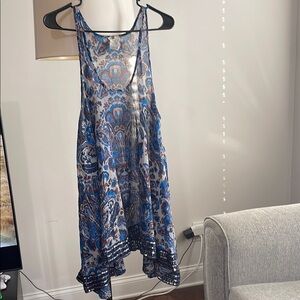 Free People Blue and White Paisley Dress with sequins